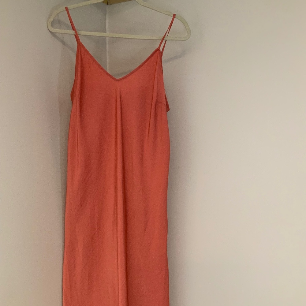 A New Day Coral L Slip Dress Adjustable Straps Coquette Scandi Coastal Scandi